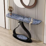 Moderner Konsolentisch mit geometrischem Metallrahmen, Eingangs- und Sofatisch, stilvolles Foyer-Dekor, Lagerregale f&uuml;r das Wohnzimmer, 59 Zoll schwarzer Akzenttisch