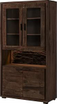 MASSIVMOEBEL24.DE BARK by WOLFM&Ouml;BEL #209 T&auml;ispuidust vitriinkapp koos LED valgustusega Akaatsia tumepruun lakitud 6 kambrit 98 x 40 x 180 cm Ehtne puukoor Ehtne puukoor