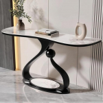 Moderner Konsolentisch mit Metallfu&szlig;,Konsolentisch Schmal,moderner Wand-Beistelltisch,zeitgen&ouml;ssische Akzenttische,f&uuml;r Wohnzimmer,Foyer,Schlafzimmer(Black+White,80cm/31.4")