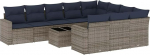 Garten-Sofagarnitur Ecksofa & Mittelsofa Set - PE-Rattan Grau - 62x62x69 cm - f&uuml;r Terrasse und Innenhof Model3219491