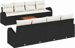 Gartensofa-Set mit Kissen 9 tk Schwarz Poly-Rattan Gartenm&ouml;bel Model3347551
