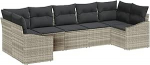 7-teilige Garten-Sofa-Garnitur mit Kissen hellgraues Poly-Rattan Gartenlounge Model3346872