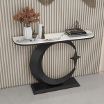 Moderner Konsolentisch mit stabilem Metallfu&szlig; und eleganter Marmorplatte, perfekt f&uuml;r Flur, Eingangsbereich oder hinter der Couch