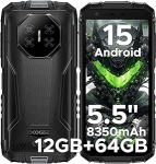 DOOGEE Fire 3 v&auml;ljas mobiiltelefon Android 15, Octa-Core protsessor 8350mAh, 12GB + 64GB/2TB TF v&auml;ljas nutitelefon ilma lepinguta, 5,5-tolline IPS HD + ehitusplatsil mobiiltelefon, 13MP AI kaamera, 13MP AI kaamera