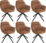 Goeurvant Armrest Chair Swivel Faux Leather Brown Set of 6 Dining Room Chairs Swivel Chairs Dining Room Upholstered Chair Kitchen Chair with Armrest for Dining Room Living Room