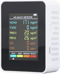 CO2 monitor, sise&otilde;hu kvaliteedi monitor, CO2 TVOC HCHO PM2.5 PM10 tuvastamise kaasaskantav &otilde;hukvaliteedi m&otilde;&otilde;tja, &otilde;hu kvaliteedi tester koju (valge)