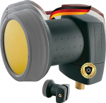 Schwaiger 714371 Digital Premium Quad LNB (Charcoal) for Two Participants with Sun Protect and Pull-Out Weather Protection, Gold-Plated Connectors for the Highest Quality (Full HD, 3D, Ultra HD / 4K)