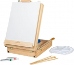 Wooden Painting Box with 2 Canvases and Table Easel (51 Pieces)