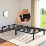 FetiNes Metal Bed Frame, 90 x 200 cm, Single Bed, Platform Bed Frame, Pallet Bed, Building Block Bed, No Screw Tools Required for Assembly, Black