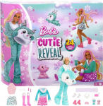 BARBIE Barbie Cutie Reveal advendikalender - 24 &uuml;llatust, nukk, s&auml;delevaid hirvi, talvised riided, aksessuaarid, miniloomad, lastele alates 3. eluaastast, HJX76
