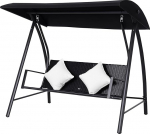 Outsunny 3-Seater Hammock Swing Polyrattan Metal with Cushion Maximum Load 360 kg (Black)