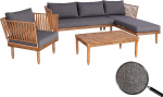 Mendler HWC-L29 Garden Furniture Set Lounge Set Sofa Acacia Wood MVG Certified Dark Grey