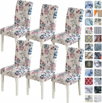 SPRINGRICO Chair Covers for Dining Room, Pack of 6, Stretch Dining Chair Cover, Washable Spandex Kitchen Parsons Chair Slipcovers, Removable Seat Protector for Home or Party (Set of 6, Floral02)