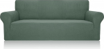 1 Piece Ultra Stretch Sofa Slipcover 1 2 3 4 Seater Coat Soft Thick Checked Jacquard Fabric Sofa Slipcover for Living Room Green Chair (31 - 46 Inches)