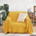 MEETSKY Couch Cover, Small Sofa Covers, Sofa Cover for Sofas, Slipcover, Reclining Sofa, Washable, Soft Cotton Blend, Modern Decoration, Couch Protector for Living Room (71 x 91 inch, M, Yellow)