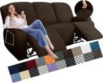 YEMYHOM 8 t&uuml;kki Stretch Recliner Diivan Cover Viimane Jacquard Lounger Diivan kate k&uuml;ljetaskuga, mittelibisev, 3 padjakatet elastse p&otilde;hjaga (Diivan Lounger, tume kohv)