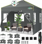 COBIZI kokkupandav Gazebo 3 x 3 Pop Up Gazebo Veekindel Stabiilne talvekindel kokkupandav peotelk koos 4 k&uuml;lgseina UV-kaitsega aiamaja Gazebo koos v&otilde;rkudega ventilatsiooniava ja helkurribadega telkimiseks
