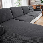 QIANMEW Veekindel Stretch Diivanikatte katted Sectional Diivan Covers, pestav 3 padjad, Diivan M&ouml;&ouml;bli kaitsjad, Slipcovers diivanid ja diivanid, Pet Safe (Back Couch Cover, Dark Grey).