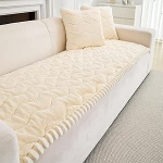 FASCINATDECO Diivanikate, paks Faux Mink Velvet Diivanikate 1/2/3/4 istekohaga, Diivanikate nurgas diivan L kuju libisemisvastane diivanikaitsja, universaalne diivanihoidja (beež valge, 70 x 90 cm)
