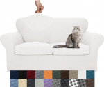 YEMYHOM Plaid 3 tk diivanikatted 2 padjale, k&otilde;rge veniv paksendatud armastuse istme diivanikate koertele lemmikloomadele libisemisvastane elastne kahe istuja jaoks valge, 139,7 cm - 175,3 cm (2 padjad)