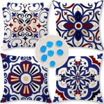 Cirzone Outdoor padjakate komplekt 4 padjakatet 45 x 45 cm Dekoratiivne elutoa linasest riidest dekoratiivse elutoa, aia, r&otilde;du jaoks.