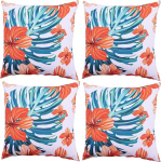 Eternal Beauty Outdoor padjakatted pol&uuml;esterkatete ruut 18 x 18 tolli veekindel aiam&ouml;&ouml;bli diivanile n&auml;htamatu t&otilde;mblukuga oranž lill (18x18 tolli) 4 Pack