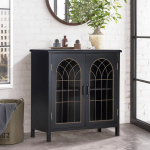 ALPHA HOME Sideboard 2 uksega, dekoratiivne k&ouml;&ouml;gikapp t&auml;ispuidust raami ja jalgadega, hoiukapid elutuppa, esikusse, k&ouml;&ouml;ki, esikusse, musta v&auml;rvi