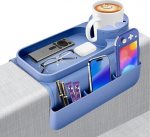 Diivan Cup Holder Silikoonist kandik Soojuskindel mittelibisev kahe k&uuml;ljetaskuga Diivan k&auml;etugi tassitelefonile tahvelarvuti kaugjuhtimispuldi suupistete jaoks Sinine