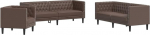 3-osaline Chesterfield diivanikomplekt pruunist kunstnahast siseruumide diivan Model3209269
