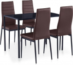 vidaXL 5-osaline s&ouml;&ouml;gitoa lauakomplekt S&ouml;&ouml;gitoa komplekt K&ouml;&ouml;gilaud S&ouml;&ouml;gitoa toolide lauakomplekt S&ouml;&ouml;gilaud 4 tooliga Pruun