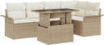Rantry 6-teiliges Garten Sofa Set mit Kissen Beige Poly Rattan, 2-Sitzer Garten Sofa mit Stauraum & Kissen Beige Poly Rattan Gartenlounge Model3357024