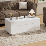 Kohvilaud, K&otilde;rvallaud, diivanilaud, elutoa laud puidust koos panipaigaga, peidetud sahtlitega kohvilaud, diivanilaud elutuppa, 90 x 50 x 42 cm, valge