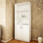 Home Collective 5-tasandiline ja 2 uksega raamaturiiul, mitmeotstarbeline kapp, majapidamiskapp, matt viimistlusega, arhiivikapp, riiul, 74 cm lai, ideaalne magamistuppa, elutuppa, esikusse, valge v&auml;rviga.