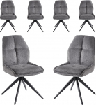 6-st p&ouml;&ouml;rlevast s&ouml;&ouml;gitoast koosnev komplekt: Kaasaegsed k&ouml;&ouml;gitoolid 360&deg; p&ouml;&ouml;rlemisfunktsiooniga Reset mehhanismiga - metallraam matt mustas v&auml;rvitoonis.