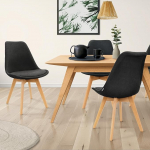 ML-Design 4 s&ouml;&ouml;gitooli komplekt seljatoega, must, Skandinaavia retro polsterdatud toolid p&ouml;&ouml;gijalgadega, linasest materjalist istmega, ergonoomilised k&ouml;&ouml;gitoolid s&ouml;&ouml;gilauale, elutoa toolid