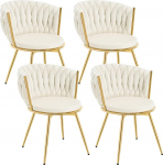 WOLTU EZS84be-4 s&ouml;&ouml;gitoolide komplekt, 4 tooli, k&ouml;&ouml;gitoolid, elutoatoolid, metallraamiga, ergonoomiline, 360&deg; p&ouml;&ouml;ratav, k&ouml;&ouml;ki, elutuppa, r&otilde;dule, sametist iste, beež