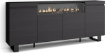 Skraut Home Sideboard, Highboard, kapp, Comode kapp, 200 x 87 x 35 cm, 4 ust, elektriline kamin, m&otilde;&otilde;tmed, t&ouml;&ouml;stusdisain, kaasaegne stiil, must