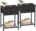 AMHANCIBLE EHET03SDBK Kangast sahtlitega &ouml;&ouml;kapp, &ouml;&ouml;kapp 2 riiuliga, &ouml;&ouml;kapp magamistuppa, elutuppa, industriaalstiilis, 40 x 30 x 55 cm, must