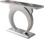 Moderner rustikaler Flurtisch, Konsole aus Kunstmarmor mit geometrischem Metallrahmen, eleganter Sofatisch f&uuml;r Wohnzimmerdekor