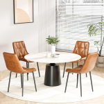 Clevich s&ouml;&ouml;gitoa toolid, komplekt 4, PU polsterdatud toolid, metalljalad, kuni 200 kg, lihtne kokkupanek, stabiilne, mugav, k&ouml;&ouml;gitoolid 81 x 57 x 50 cm (pruun, komplekt 4)