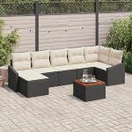 8-teilige Garten Sofa Set mit Kissen Schwarz Poly Rattan Akazie Gartenlounge Model3347859