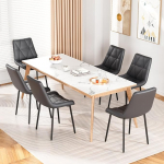 Clevich s&ouml;&ouml;gitoa toolid, komplekt 4, PU polsterdatud toolid, metallist jalad, kuni 200 kg, lihtne kokkupanek, stabiilne, mugav, k&ouml;&ouml;gitoolid 81 x 57 x 50 cm (Hall, 6 tk)