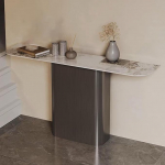 Moodne konsoollaud riiulitega, stiilne sissep&auml;&auml;sulaud esikusse ja elutuppa, fuajeelaud, must, 120 cm, funktsionaalne ja stiilne disain.