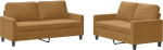 Diivan-set f&uuml;r Wohnzimmer, 3-Sitzer und 2-Sitzer, 2-teilig, mit Kissen, Braun, Samt