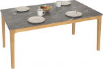 HWC-M55 Dining Room Table Solid Wood HDF Laminate Melamine 135 x 80 cm Marble / Stone Look Light Legs