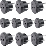 USA/JP/CA pistik ELi/DE/FR/IT/ES adapteripistik, USA/CA/JP pistik elektroonikaseadmete jaoks 2-pinnilise ELi naissoost/ Saksamaa naissoost pistiku jaoks (10 tk must)