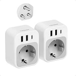 TESSAN reisiadapter Sri Lanka 2 reisiadapteri pakett India adapter Saksamaa pistik 2 USB A ja 1 USB C, adapter Sri Lanka pistikupesa India, Nepal, Maldiivid, pistikupesa adapter t&uuml;&uuml;p D