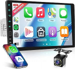 Autoraadio 1 DIN traadita Carplay Android autoga, 9-tolline IPS HD puuteekraaniga autoraadio toetus Bluetooth AM / FM / RDS raadio USB peeglilink tagurduskaameraga