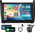 2+64G8-Core 9-tolline autoraadio Bluetooth VW Polo 2011-2016 Carplay Android auto, DSP, WiFi GPS Navi RDS/FM, Android 15 raadio 2 DIN koos AHD tagurduskaameraga