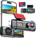 4K WiFi Dash Cam auto ees, App Control Auto Dash Cam koos 64G SD-kaardi ja eemaldatava hoidjaga, 1,47-tolline IPS-ekraan, 170&deg; super-lairenurk, &ouml;ine n&auml;gemine, WDR, G-sensor, loop-salvestus, 24H parkimine
